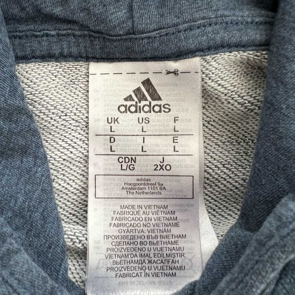 Adidas Men's Charcoal Blue Hoodie Large - Picture 5 of 6
